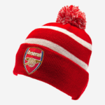 Arsenal FC Hat Knit Breakaway Red with White Stripes and Bobble