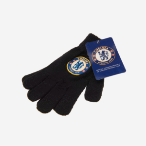 Chelsea FC Gloves Junior Black Knit 2