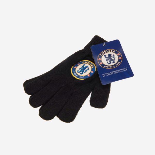 Chelsea FC Gloves Junior Black Knit 2