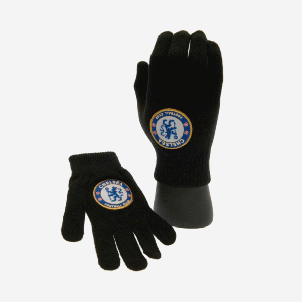 Chelsea-FC-Gloves-Junior-Black-Knit Chelsea FC Gloves Junior Black Knit
