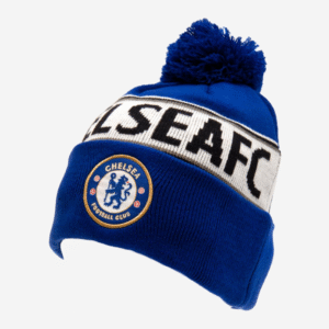 Chelsea FC Hat Knit Royal Blue with White Text and Bobble
