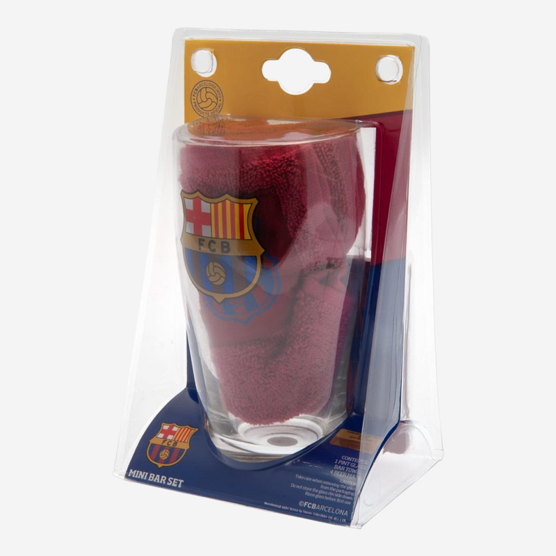 FC Barcelona Mini Bar Set Glass Towel and Mats 2