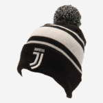 Juventus FC Hat Knit Black and White with Crest and Bobble