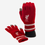 Liverpool FC Gloves Youth Knit Touchscreen Red with White Stripes