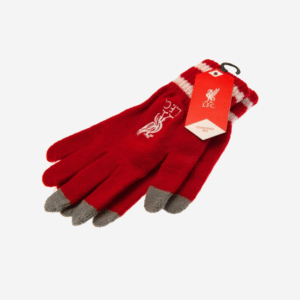 Liverpool FC Gloves Youth Knit Touchscreen Red with White Stripes 2