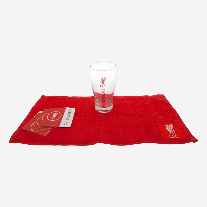 Liverpool FC Mini Bar Set Glass Towel and Mats 2