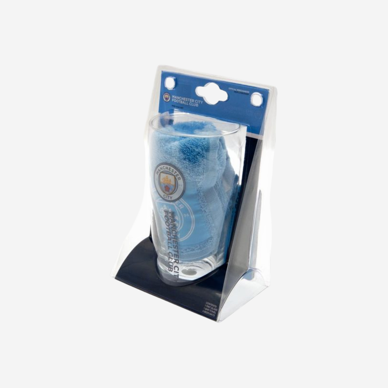 Manchester City FC Mini Bar Set Glass Towel and Mats 2