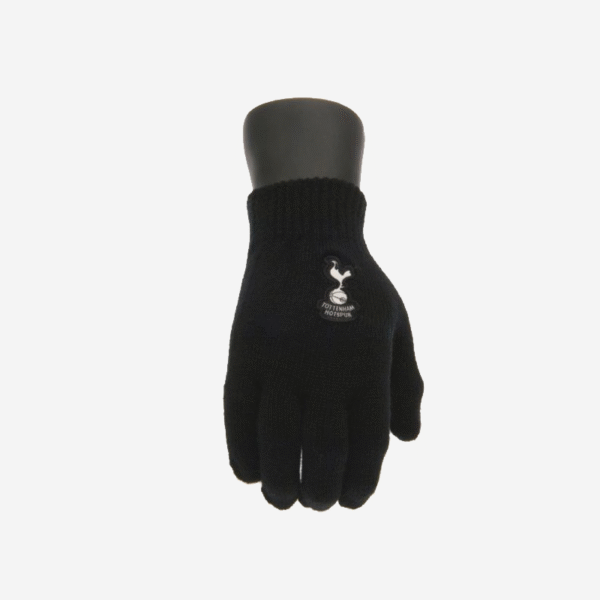 Tottenham Hotspur Gloves Junior Knit Black with White Crest 2