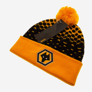 Wolverhampton Wanderers FC Hat Knit Fade Black and Yellow with Crest and Bobble - Image 2